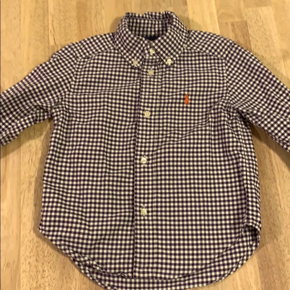 4/10$$ Ralph Lauren plaid button down 3T